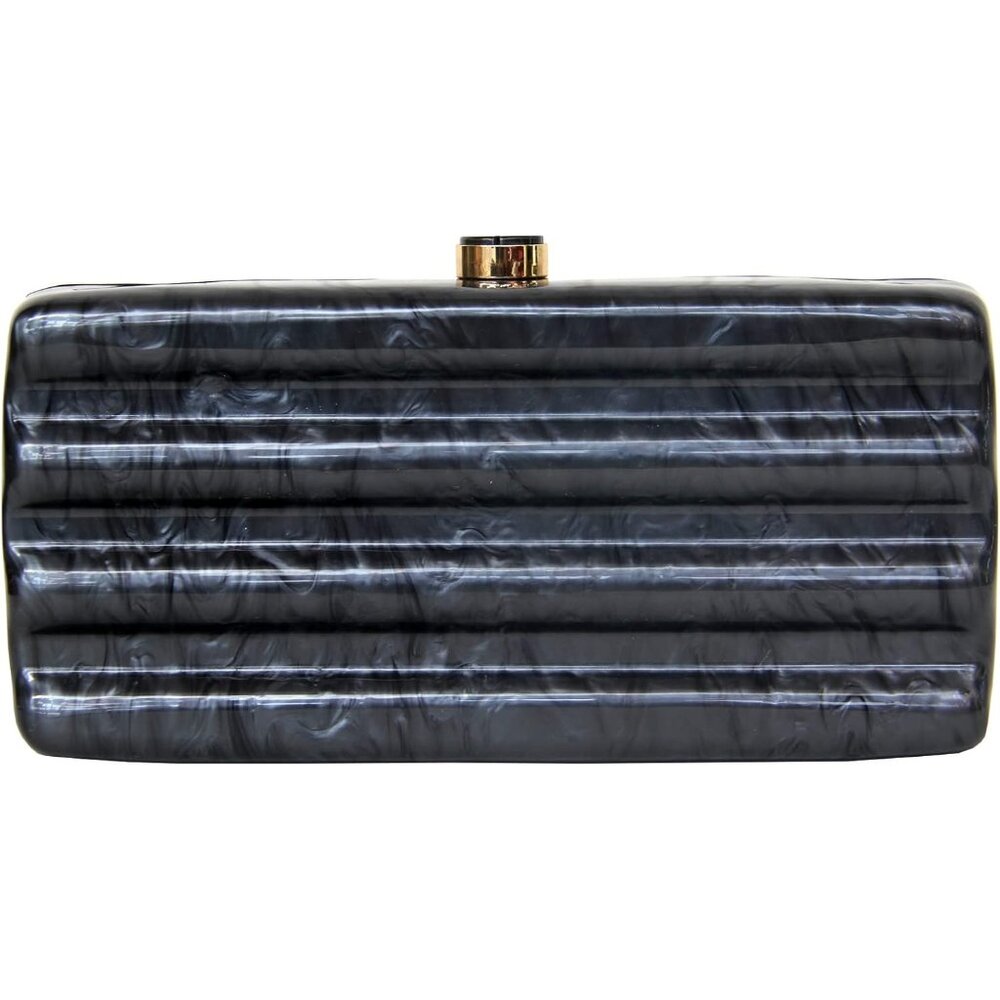 Womens Black Acrylic Clutch Purse Marbled Evening Shoulder Bag for Wedding